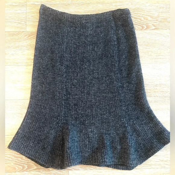 Lauren Ralph Lauren Skirt A-line Flared stretchy knit black Pull on wool blend L - Picture 1 of 5